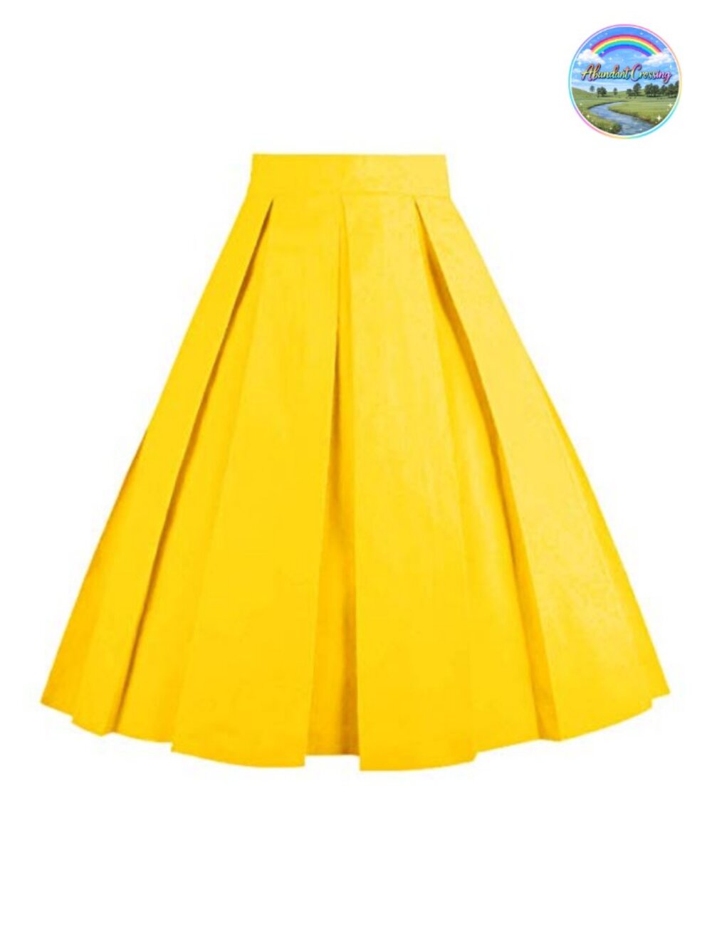 OBBUE Vintage Pleated Midi Skirt A-Line Cotton with Pockets